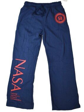 Mighty Fine Womens NASA Wide Leg Soft Lounge Blue Sweatpants Pants New Medium